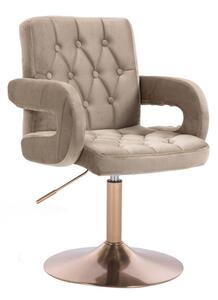 LuxuryForm DESIGN Stolička BOSTON VELUR na zlatom tanieri - latte