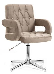 LuxuryForm DESIGN Stolička BOSTON VELUR na striebornom kríži - latte