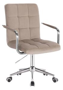 LuxuryForm DESIGN Stolička VERONA VELUR na striebornej podstave s kolieskami - latte