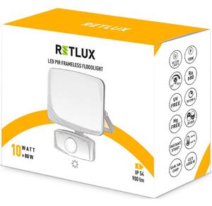 Retlux RSL 255 LED reflektor s PIR senzorom, 119 x 134 x 63 mm, 10 W, 900 lm
