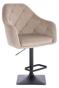 LuxuryForm DESIGN Barová stolička ANDORA VELUR na čiernej hranatej podstave - latte