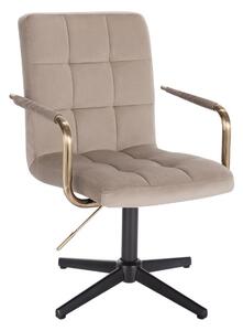 LuxuryForm DESIGN Stolička VERONA GOLD VELUR na čiernom kríži - latte