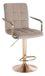 LuxuryForm DESIGN Barová stolička VERONA GOLD VELUR na zlatom tanieri - latte
