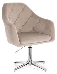 LuxuryForm DESIGN Kreslo ANDORA VELUR na striebornom kríži - latte