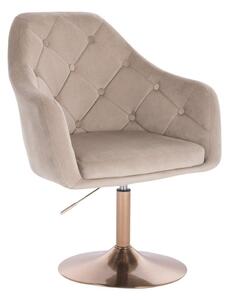 LuxuryForm DESIGN Kreslo ANDORA VELUR na zlatom tanieri - latte