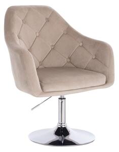 LuxuryForm DESIGN Kreslo ANDORA VELUR na striebornom tanieri - latte
