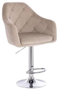 LuxuryForm DESIGN Barová stolička ANDORA VELUR na striebornom tanieri - latte