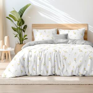 Goldea bavlnené posteľné obliečky duo - harmanček so sivou 140 x 220 a 70 x 90 cm