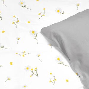Goldea bavlnené posteľné obliečky duo - harmanček so sivou 140 x 200 a 70 x 90 cm