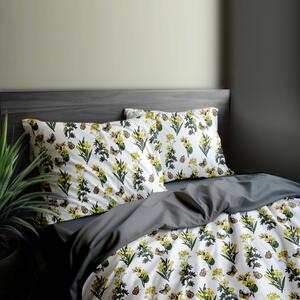 Ervi bavlnené obliečky DUO - žlté lúčne kvety/sivé