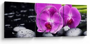 Obraz - Orchidey (s hodinami) (90x30 cm)