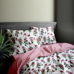 Ervi bavlnené obliečky DUO - ružové lúčne kvety/ružové