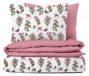 Ervi bavlnené obliečky DUO - ružové lúčne kvety/ružové