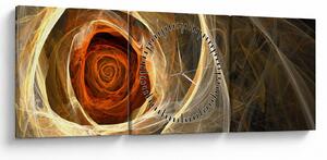 Obraz - Abstraktné ruže v ohnivých farbách (s hodinami) (90x30 cm)