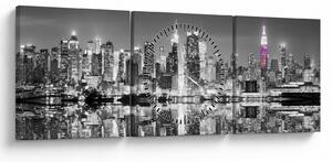 Obrázok - New York a fialový mrakodrap (s hodinami) (90x30 cm)