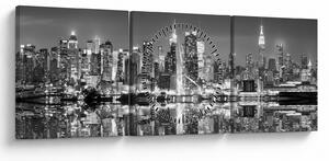 Obraz - New York, čiernobiely (s hodinami) (90x30 cm)