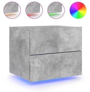 Nástenná nočná skrinka s LED osvetlením betónovo sivá