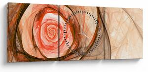 Obraz - Abstraktné ruže ružová s bielym pozadím (s hodinami) (90x30 cm)