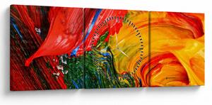 Obraz - Modrenie abstrakcie štetcom (s hodinami) (90x30 cm)