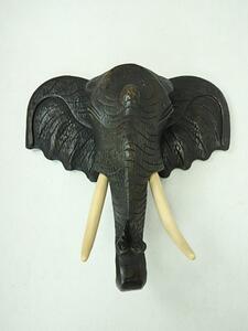 Závesná dekorácia Slon, čierny, drevo SUAR, ručná práca (Slonia hlava na stenu)