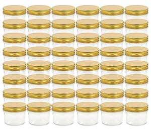 Sklenené zaváracie poháre so zlatými viečkami 48 ks 110 ml