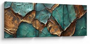 Obraz - Zeleno-zlatá maľba (s hodinami) (90x30 cm)