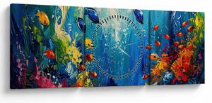 Obraz - Maľba podmorského sveta (s hodinami) (90x30 cm)
