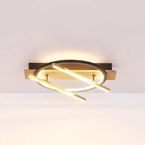 Beatrix LED stropné svietidlo, dĺžka 44 cm, drevo/čierna, drevo
