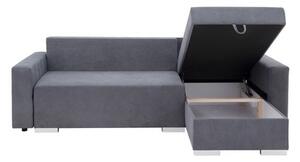 Rozkladacia rohová sedačka ALBI s 2 úložnými boxmi, sivá