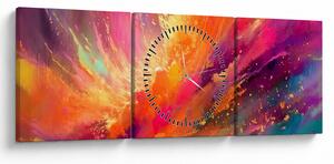 Obraz - Dynamická abstrakcia (s hodinami) (90x30 cm)