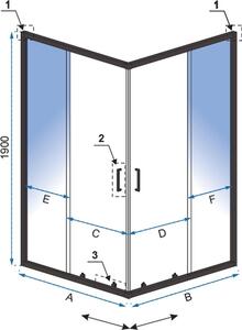 Rea Punto sprchovací kút 80x80 cm obdĺžniková čierna polomatné/priehľadné sklo REA-K4800