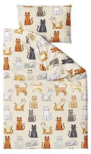 Bavlnené obliečky COLORED CATS krémové Rozmer obliečky: 70 x 90 cm | 140 x 200 cm