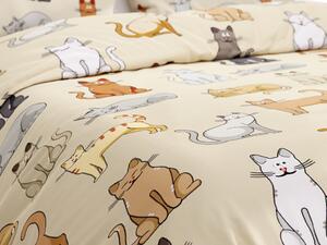 Bavlnené obliečky COLORED CATS krémové Rozmer obliečky: 70 x 90 cm | 140 x 220 cm