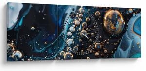 Obraz - Atramentové kvapky (s hodinami) (90x30 cm)