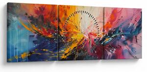 Obraz - Farebná abstrakcia (s hodinami) (90x30 cm)