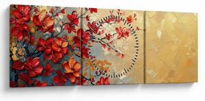 Obraz - Kvitnúci strom (s hodinami) (90x30 cm)