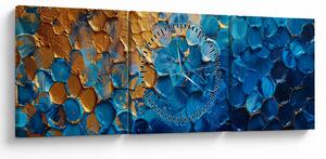 Obraz - Modrozlatá maľba (s hodinami) (90x30 cm)
