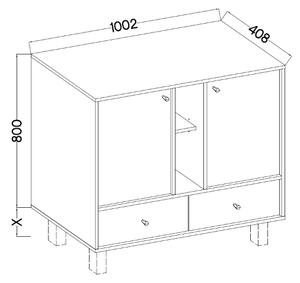 ADRK Komoda Tilina 2D 2S 2P 100 cm eukalyptus/čierna