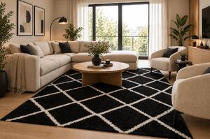 Koberec Boho 613 BLACK/CREAM rozmery koberec: 80x150 cm