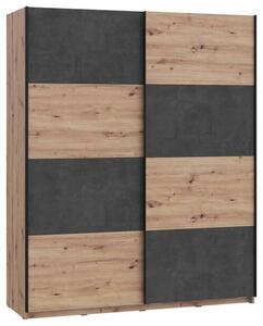 SKRIŇA S POS. DVER. – HOR.VED, tmavosivá, dub artisan, 170/210/61 cm Carryhome - Späť do školy