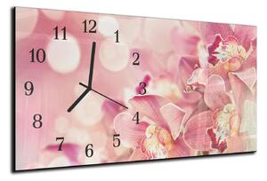 Nástenné hodiny 30x60cm - detaily kvetov ružovej orchidey - plexi
