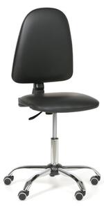 Pojazdná dielenská pracovná stolička TORINO bez podpierok rúk, permanentný kontakt, mäkké kolieska, čierna