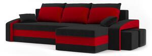 Rohová sedačka Hinata (čierna + červená) (s taburetkou) (P). Vlastná spoľahlivá doprava až k Vám domov. 1066727