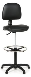 Pracovná stolička s klzákmi MILANO bez podpierok rúk, permanentný kontakt, oporný kruh, čierna