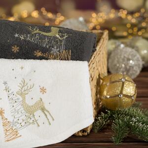 Bavlnený vianočný uterák biely s jelenčekom Biela