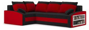Rohová sedačka Gavriel (čierna + červená) (s poličkou) (L). Vlastná spoľahlivá doprava až k Vám domov. 1066799