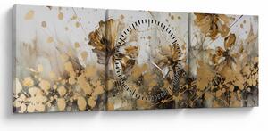 Obraz - Abstraktná kvetinová maľba (s hodinami) (90x30 cm)