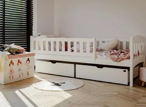 Detská posteľ z masívu borovice Gandalf so zásuvkami - 200x90 cm - BIELA
