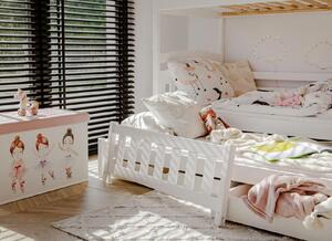 Detská poschodová posteľ z masívu borovice BOHDANA s prístelkou a šuplíky - 200x90 cm - BIELA