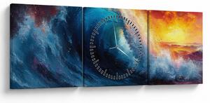 Obraz - Vlna v západu slnka (s hodinami) (90x30 cm)